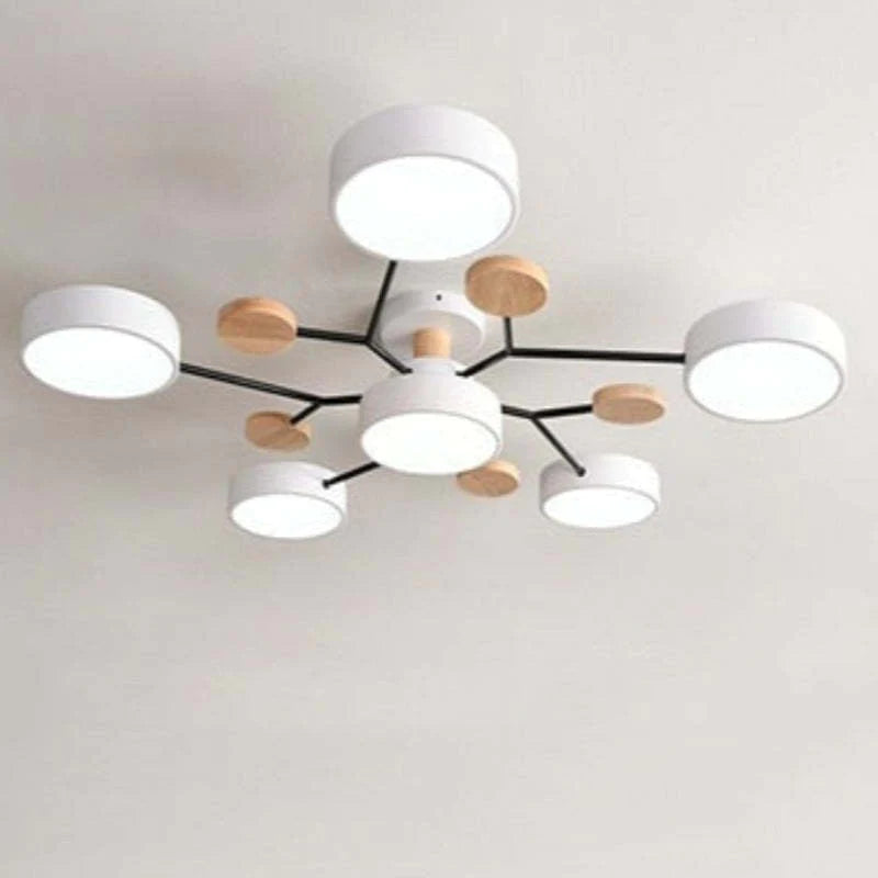 Muto Deckenleuchte Holz  Modern Rund LED Weiß Schlaf/Wohnzimmer