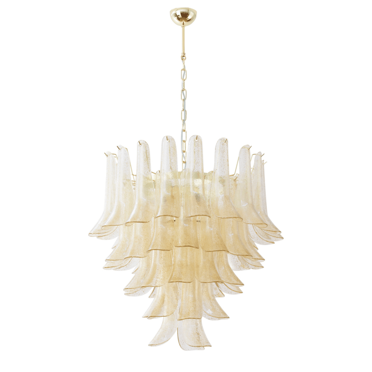 Liorisissa Kronleuchter Bernsteinfarben Lily Murano-Glas gestaffelter Mittelpunkt