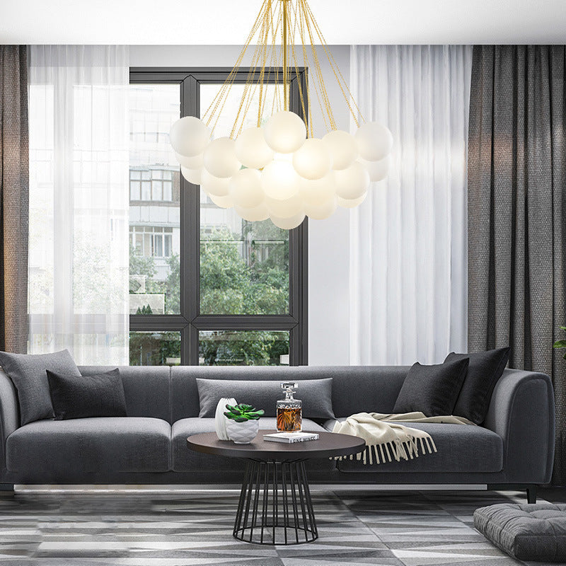 Valentina Modern LED Kronleuchter Kugel Schwarz/Gold Wohnzimmer Glas