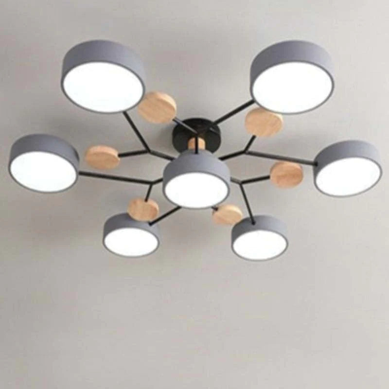 Muto Deckenleuchte Holz  Modern Rund LED Weiß Schlaf/Wohnzimmer