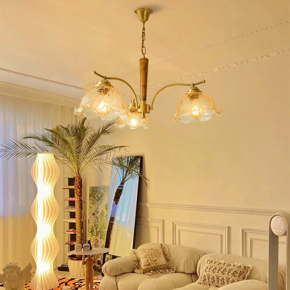 Arisha Retro LED Metall/Holz Kronleuchter Wohnzimmer/Schlafzimmer