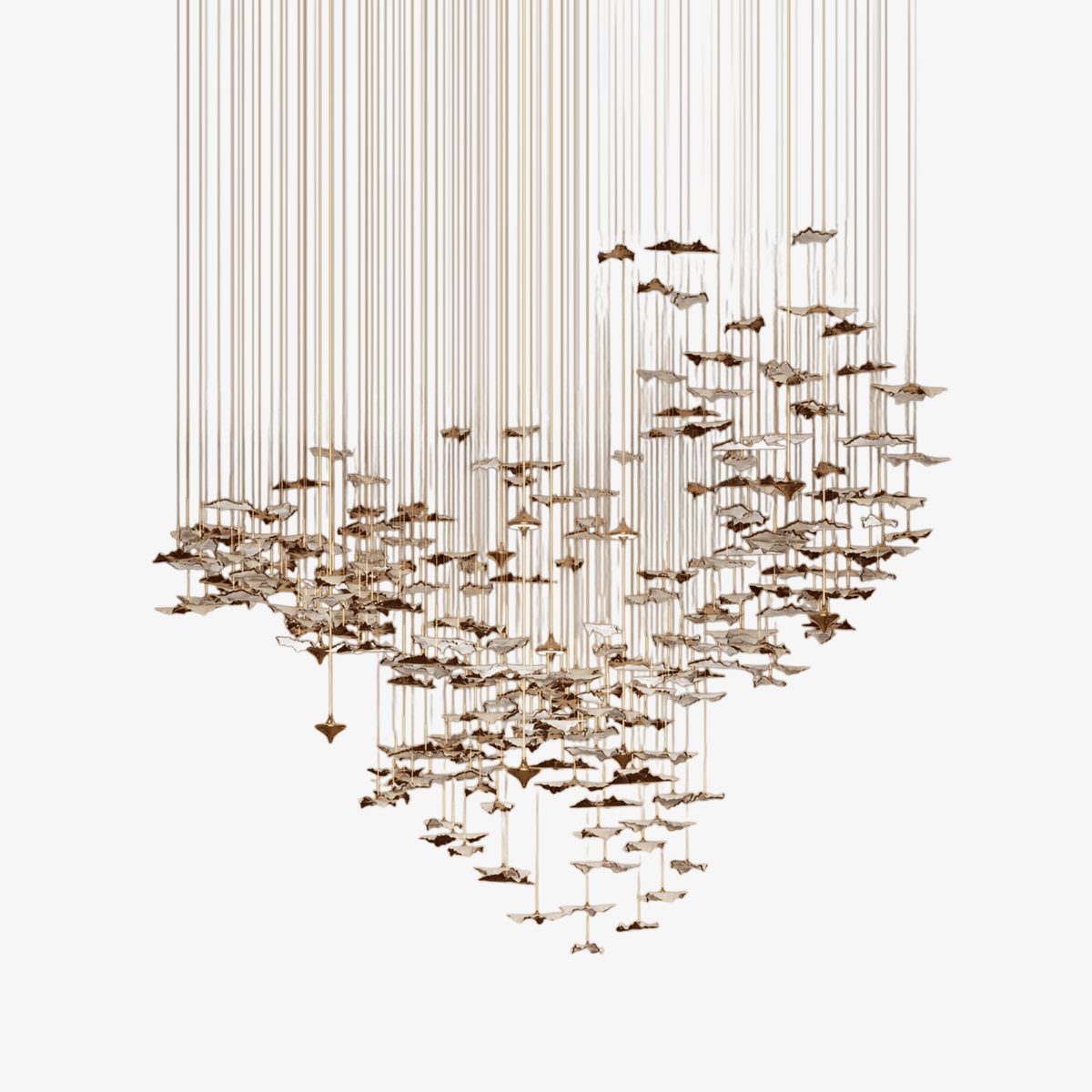 Folia Kronleuchter aus Blatt-Form in verdrillter Skulptur