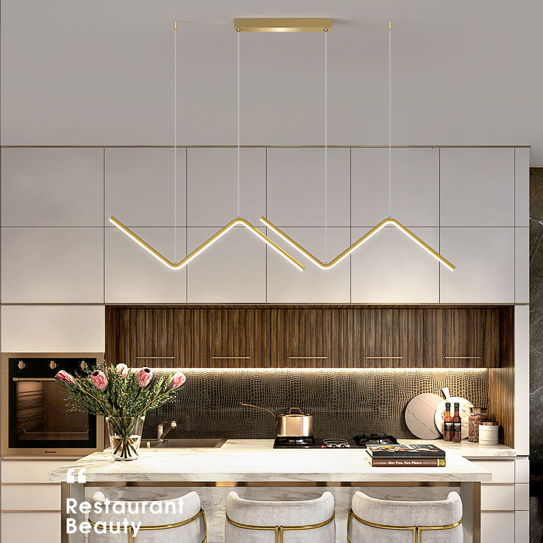Arisha Modern LED Pendelleuchte Dimmbar Linear Gold/Schwarz Esszimmer