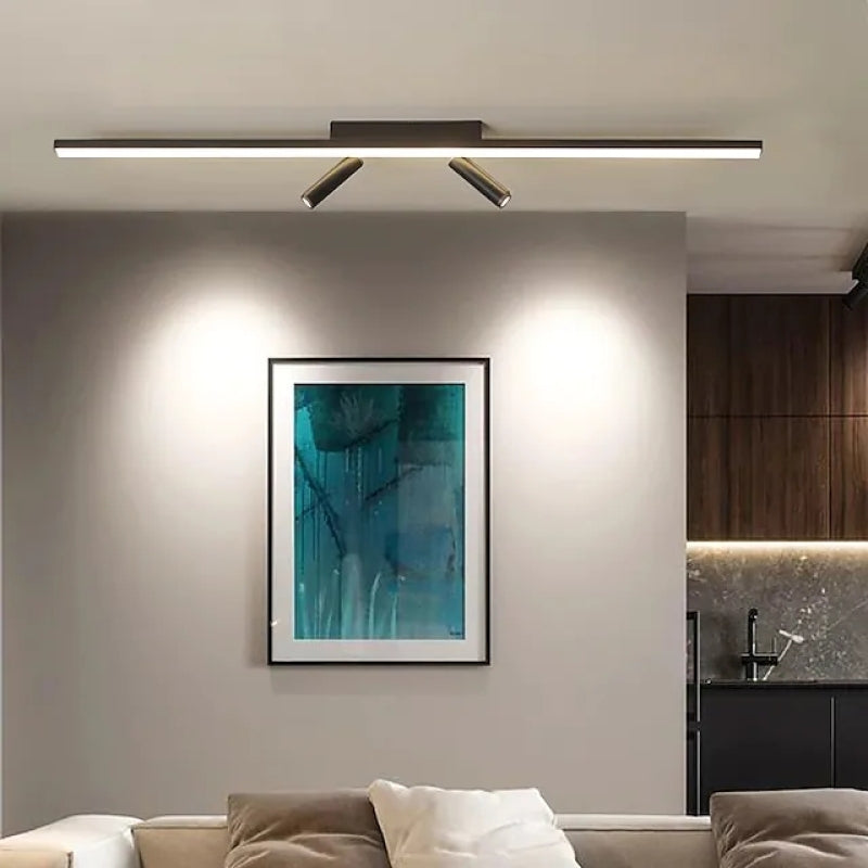 Arisha  Linear LED Deckenleuchte Schwarz Wohnzimmer