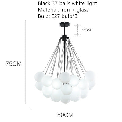 Valentina Modern LED Kronleuchter Kugel Schwarz/Gold Wohnzimmer Glas