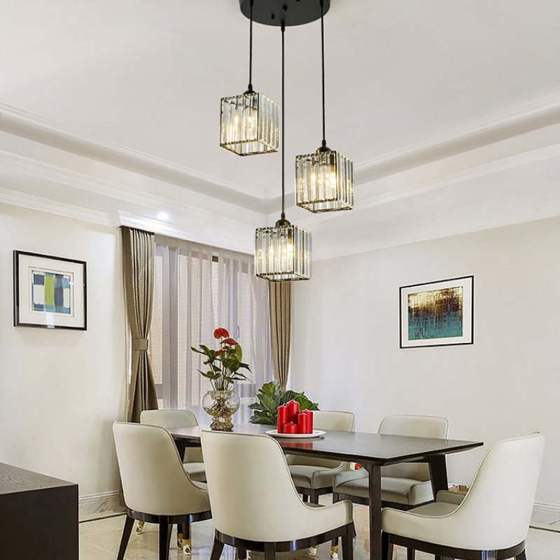 Airsha  Pendelleuchte Schwarz/Gold Wohnzimmer/Küche Modern Rund/Quadrat