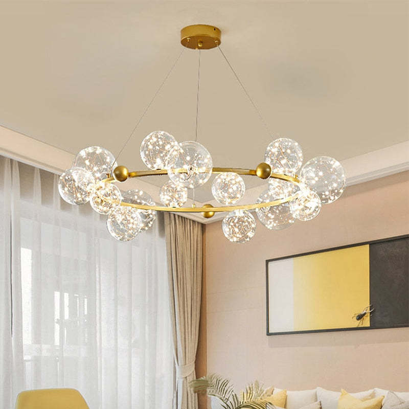Valentina Kreis Kronleuchter Metall Glas Wohnzimmer Schlafzimmer Esszimmer