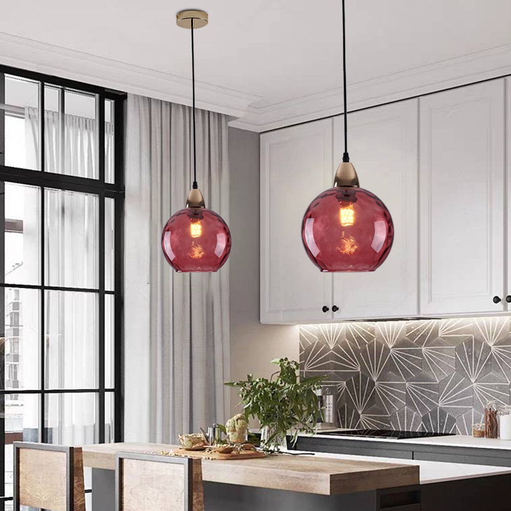 Aria Design LED Bunte Pendelleuchte Glaskugel 1 Flammig Esstisch