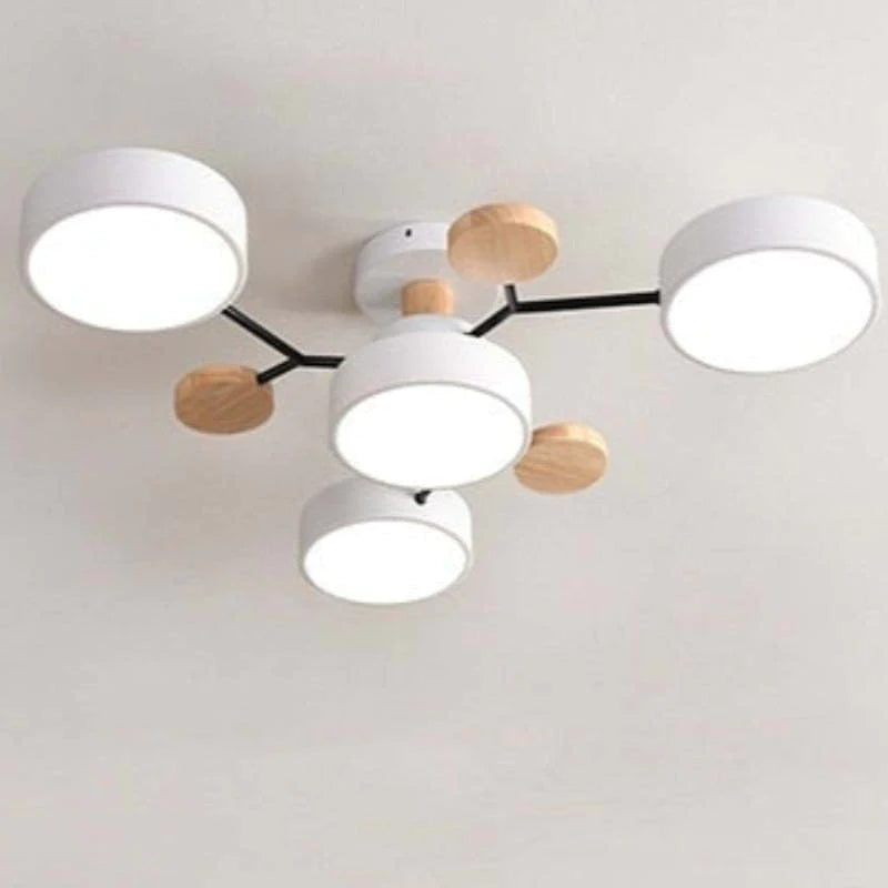 Muto Deckenleuchte Holz  Modern Rund LED Weiß Schlaf/Wohnzimmer