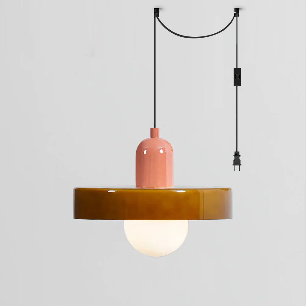 Celeleon Pendelleuchte aus Glas Minimalistisch Disc Orb Swag Wohnzimmer | Cielum