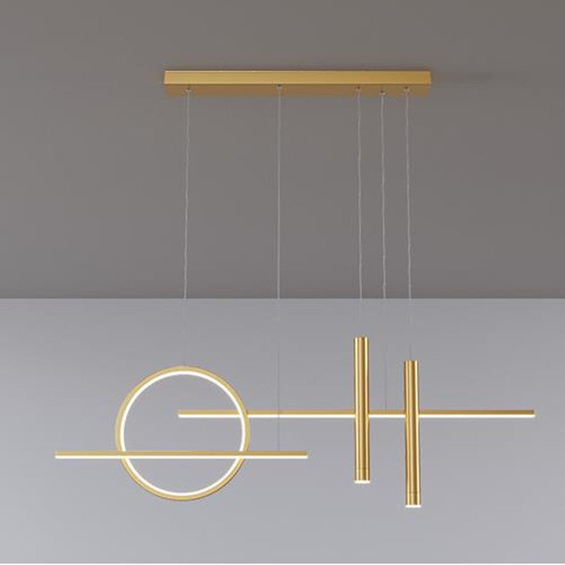 Arisha Modern Pendelleuchte Ring Linear Esszimmer, Schwarz/Gold, Metall
