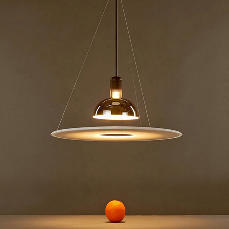 Arisha Modern Schale LED Pendelleuchte Chrom/Schwarz Esstisch Metall&Acryl