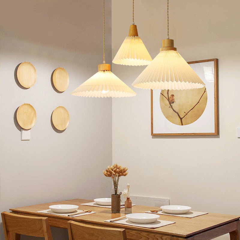 Muto Moderne LED Pendelleuchte Schlafzimmer/Wohnzimmer Weiß Holz