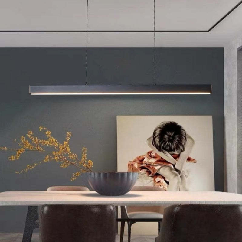 Arisha Moderne LED Pendelleuchte Linear Schwarz/Braun Esszimmer Metall