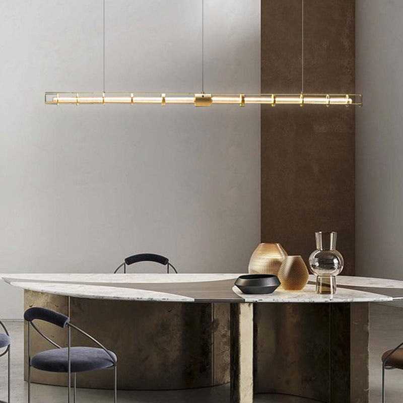 Arisha LED Linear Pendelleuchte Gold Esstisch/Wohn/Schlafzimmer Metall&Glas