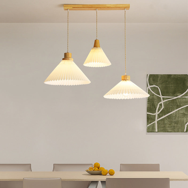 Muto Moderne LED Pendelleuchte Schlafzimmer/Wohnzimmer Weiß Holz