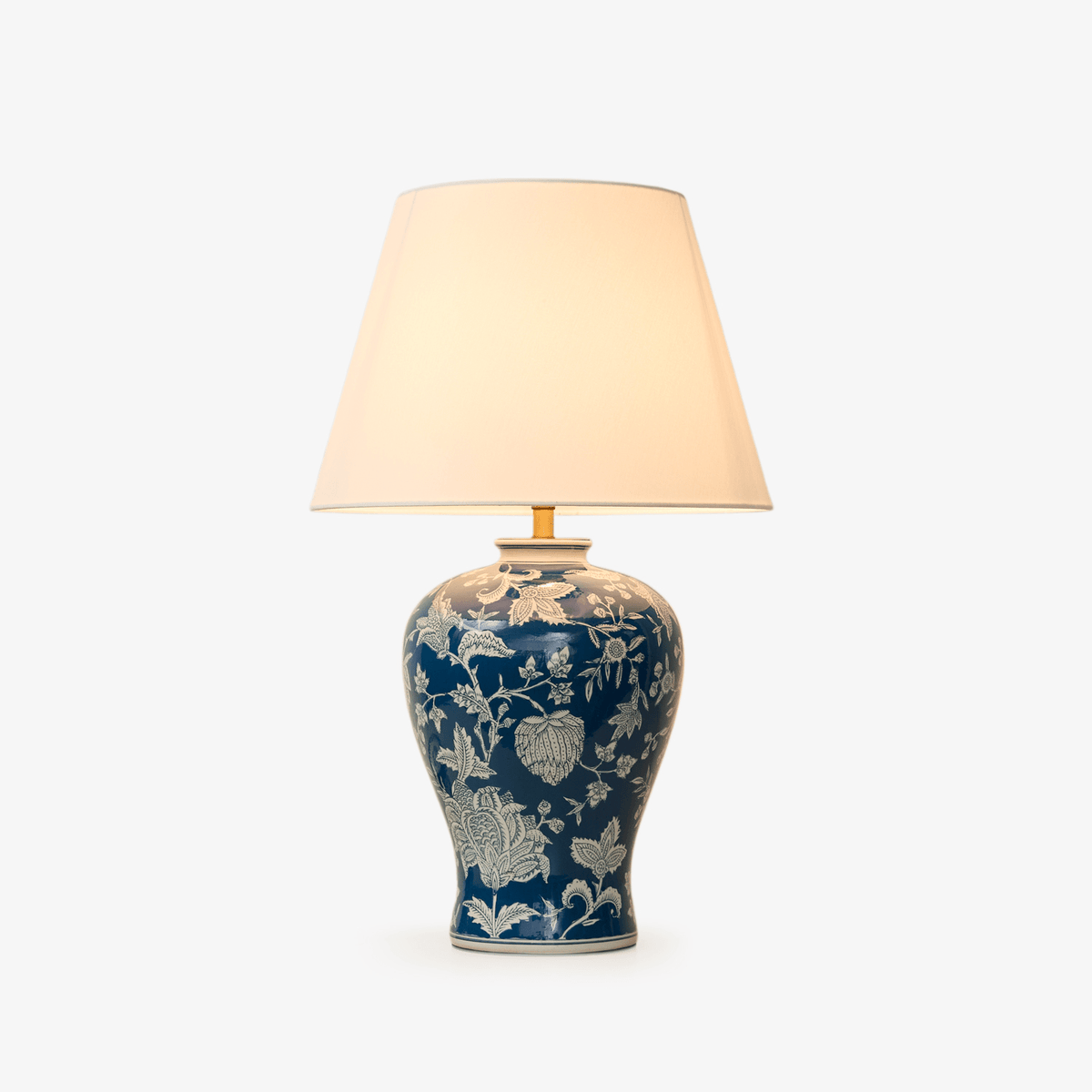 Indigo Floral Vine Keramik-Tischlampe
