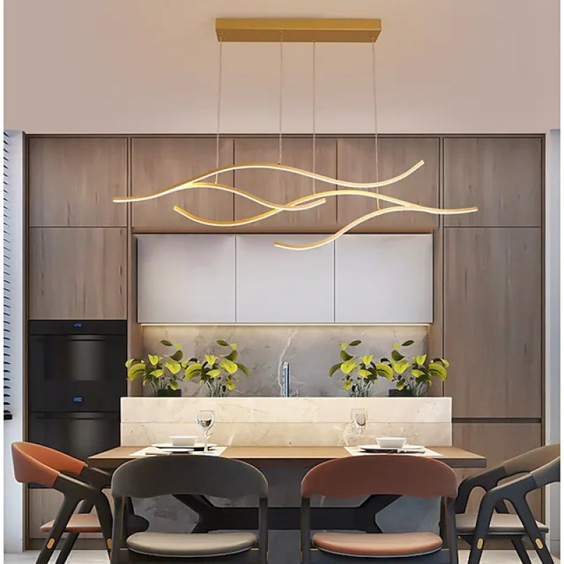 Arisha LED Pendelleuchte Linear Esszimmer, Schwarz/Gold, Metall