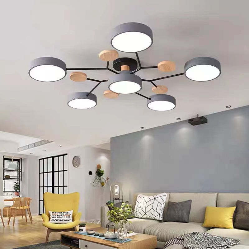Muto Deckenleuchte Holz  Modern Rund LED Weiß Schlaf/Wohnzimmer
