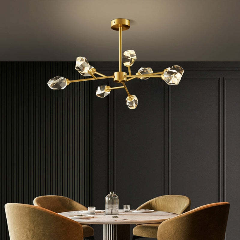 Kristy Vintage Vintage LED Kronleuchter Sputnik Gold Wohn/Schlafzimmer Kristall