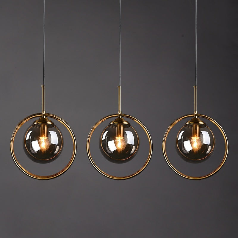 Arisha Nodic Kugel Pendelleuchte Transparent/Aschgrau/Cognac Schlafzimmer Glas