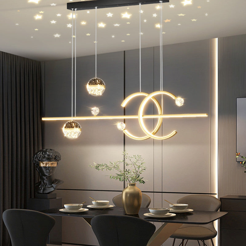 Arisha Moderne LED Pendelleuchte Esszimmer/Wohnzimmer Schwarz/Gold Stern