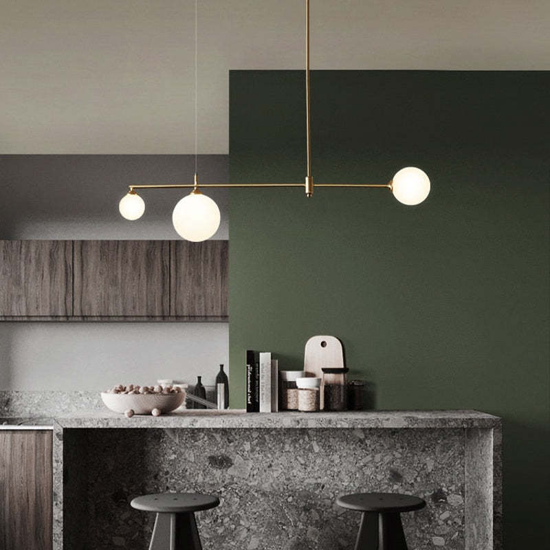 Valentina LED Pendelleuchte kugel Linear, Gold, Metall Glas