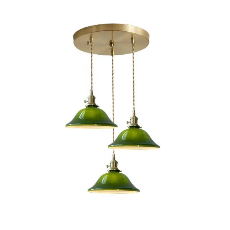 Valentina Rustikal Vintage LED Pendelleuchte Grün Glas Esszimmer