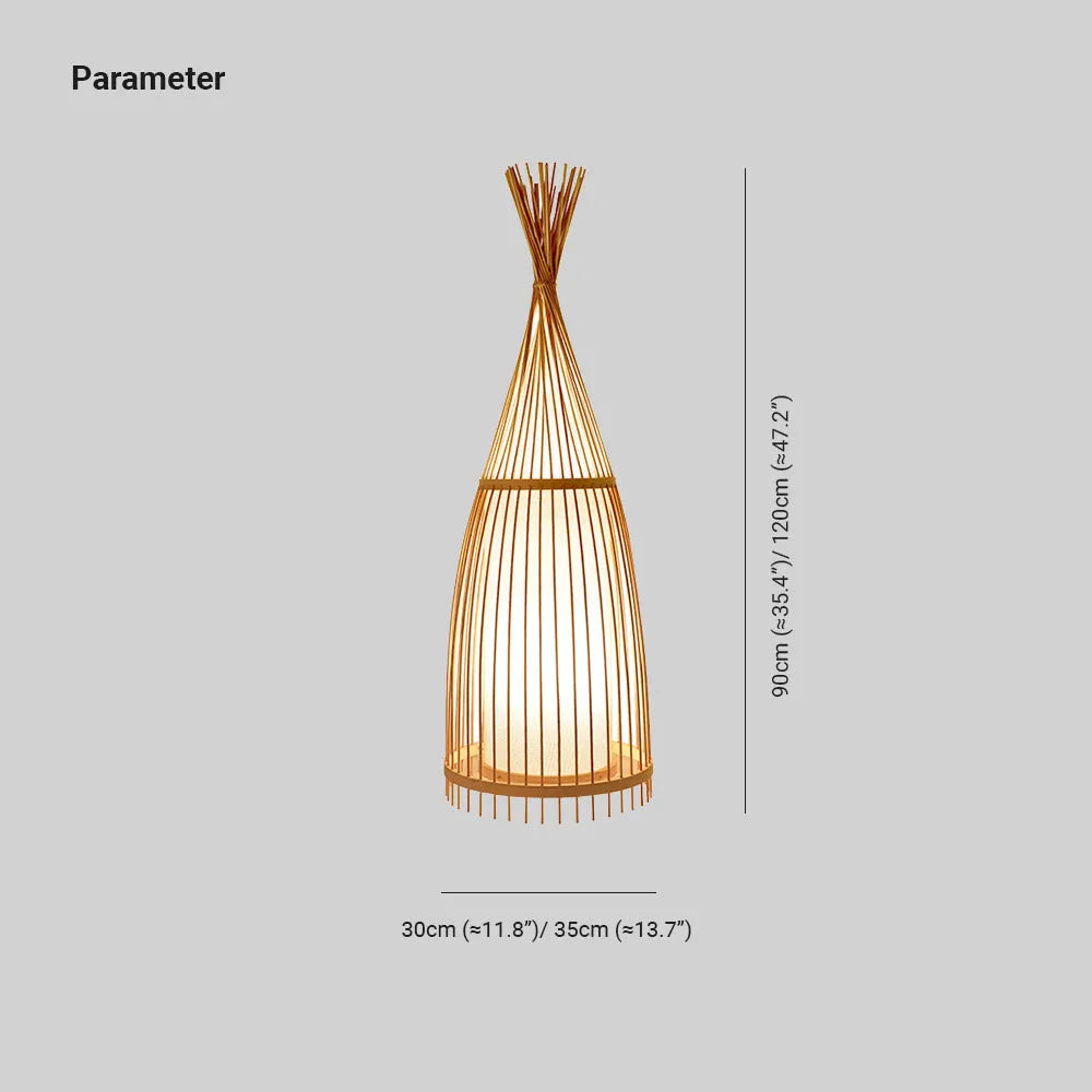 Muto Design LED Stehlampe Rattan Textil Wohnzimmer Schlafzimmer Esszimmer