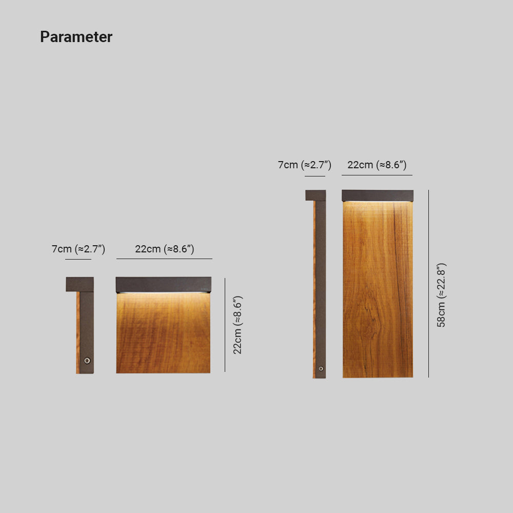 Ray Moderne rechteckige LED Außen-Wegeleuchte Holz Garten Metall 22/58CM Lang
