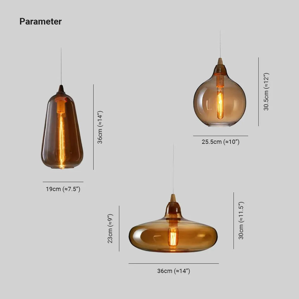 Aria Pendelleuchte Amber Schlaf/Wohnzimmer Metall/Glas