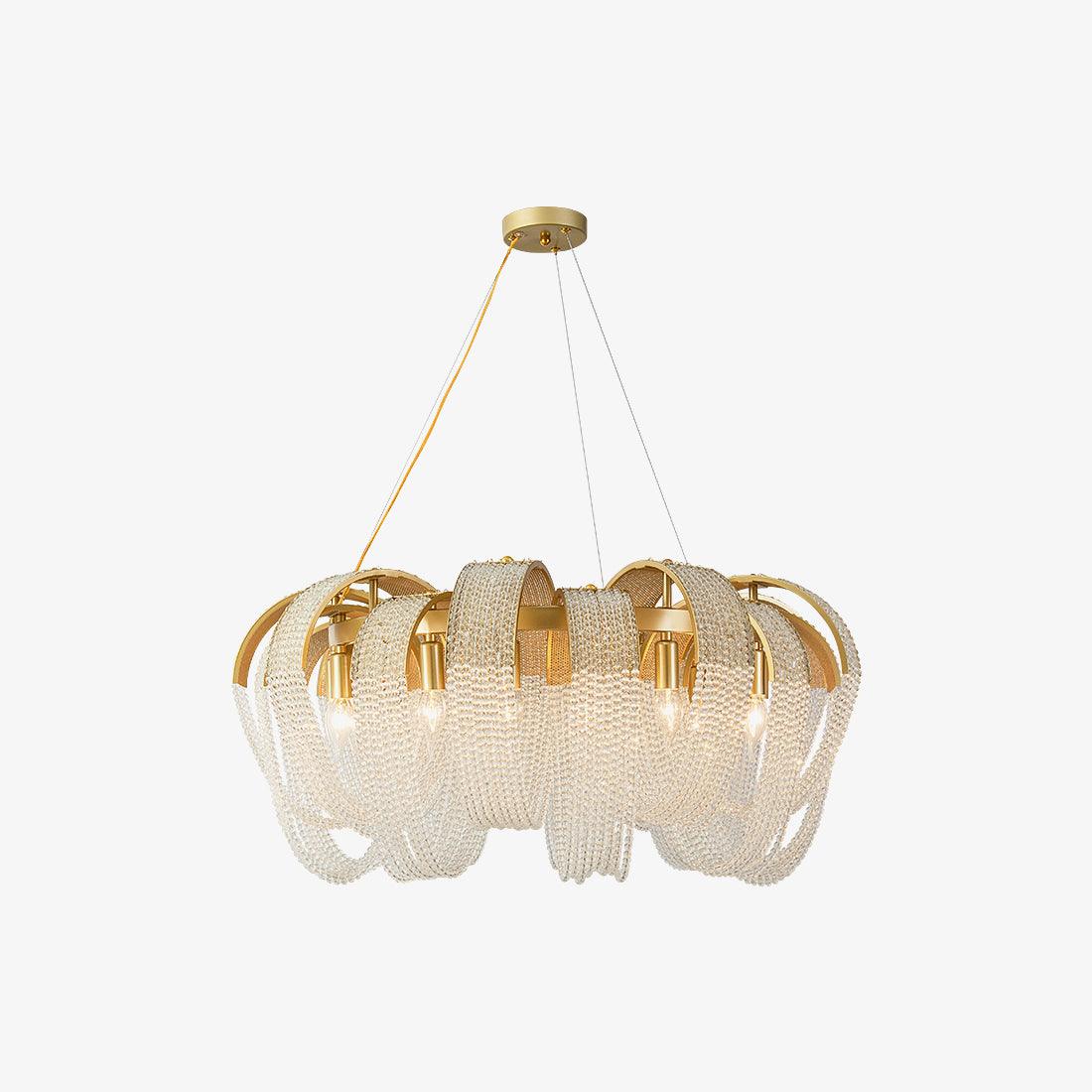Siv Kronleuchter Mesh Kristall Gold Wasserfall Funkeln
