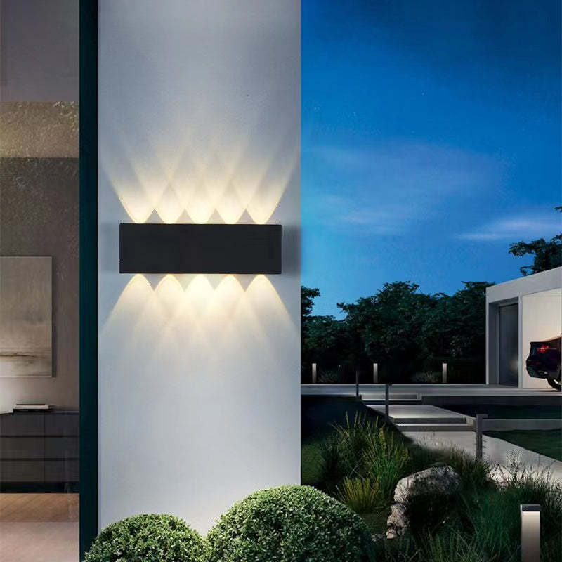 Ray  Außenwandleuchte Modern Rechteck LED  Weiß Metall Terrasse
