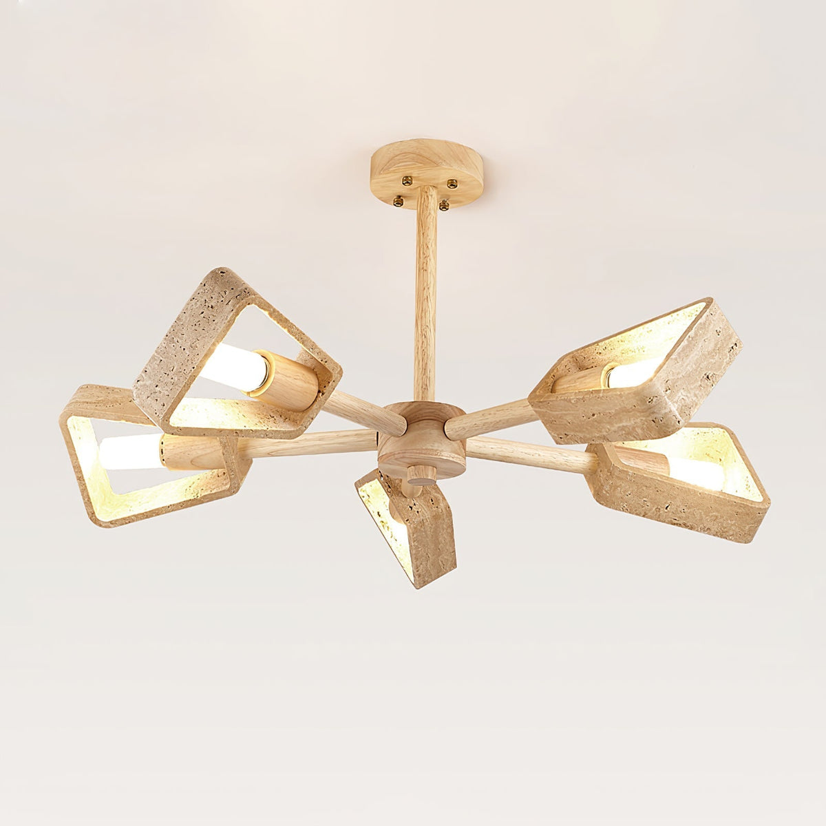 Hedra Travertin Geometrischer Kronleuchter