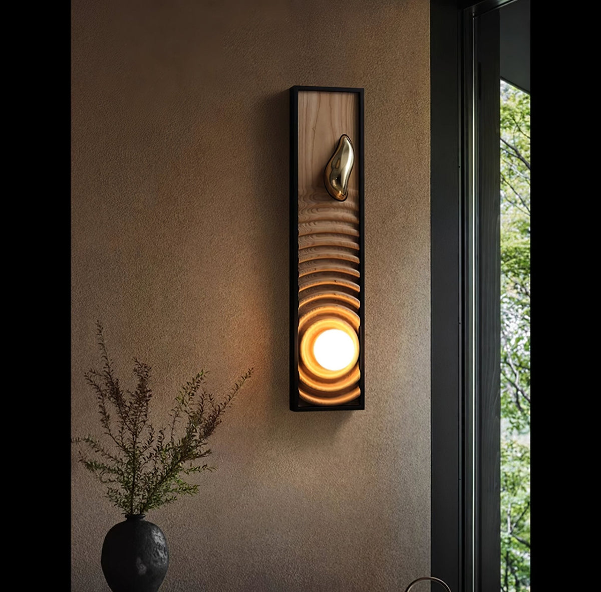 Caleb Vintage Holz-Wandleuchte