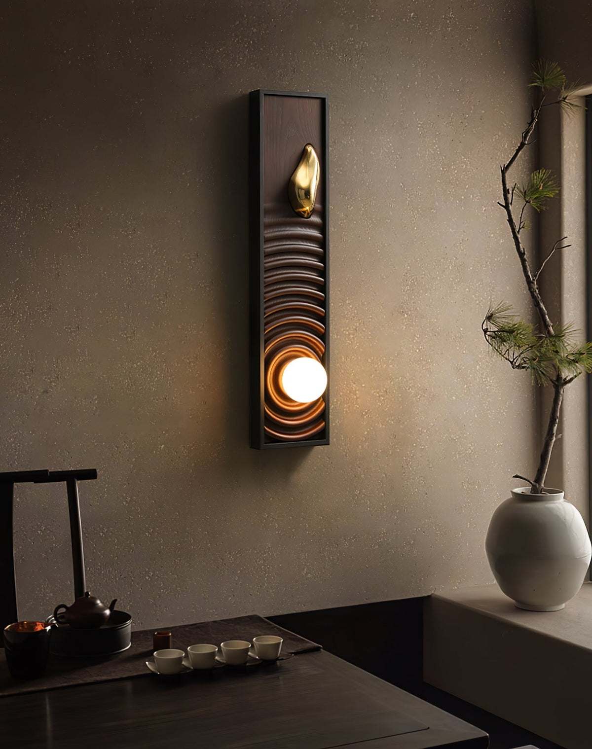 Caleb Vintage Holz-Wandleuchte