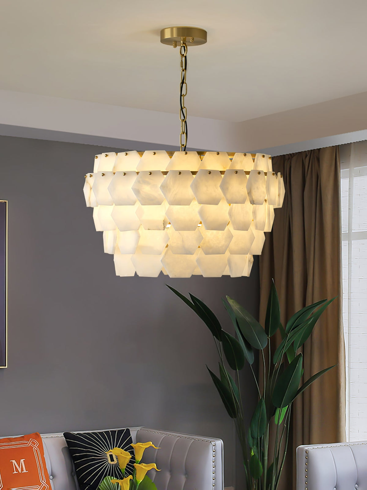 Evenaris Honigwaben-Alabaster-Kronleuchter