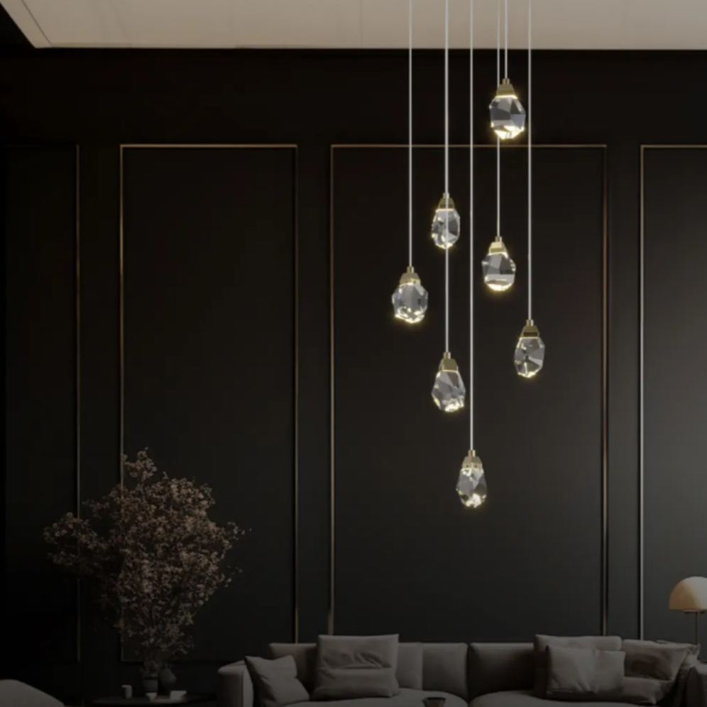 Kristy Design LED Kronleuchter Gold Glas/Metall Schlafzimmer