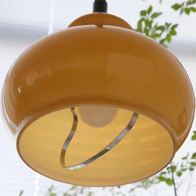 Valentina Retro LED Pendelleuchte Grün Weiß Orange Glas Wohnzimmer