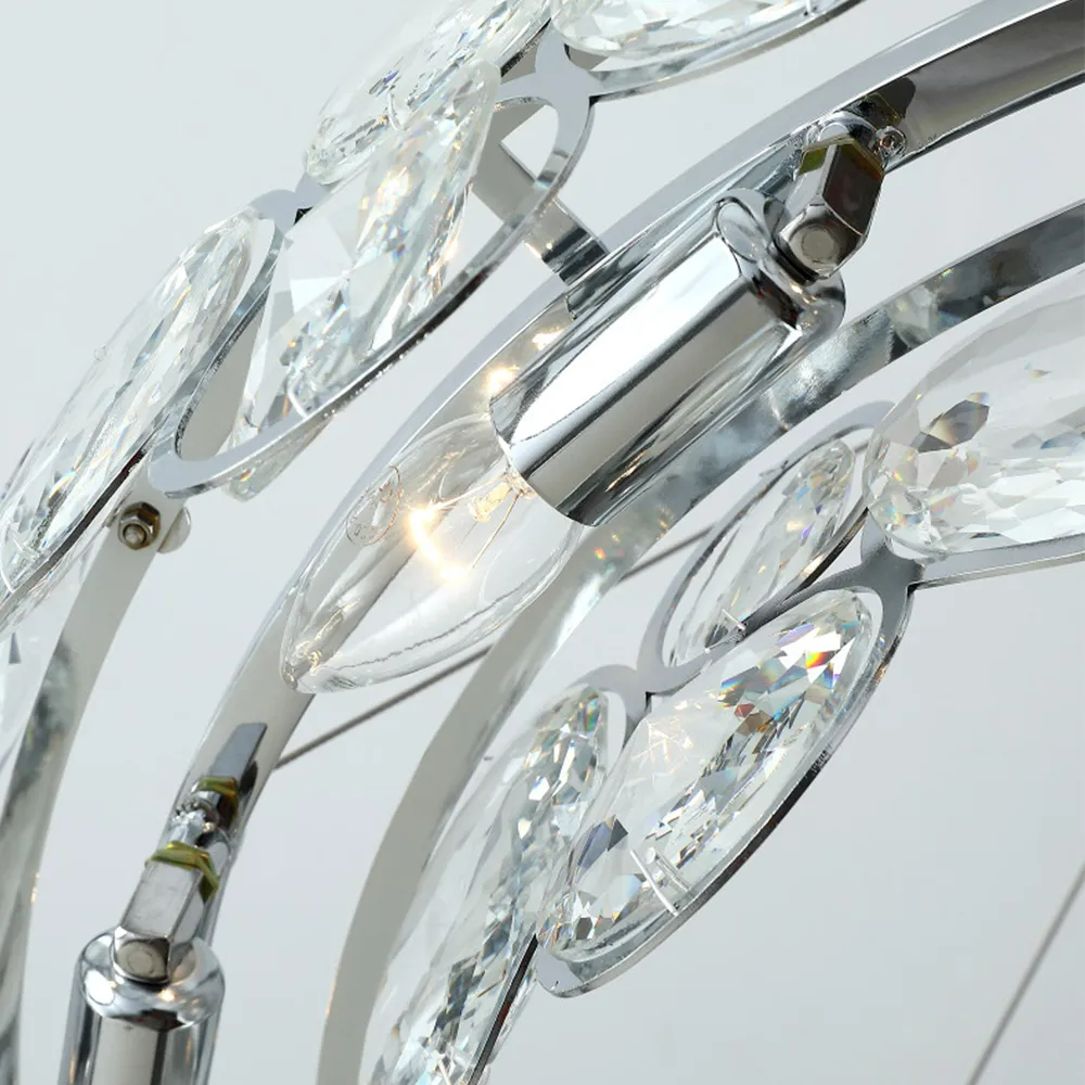 Kristy Moderne LED Rund Kronleuchter Kristall Metall Wohnzimmer