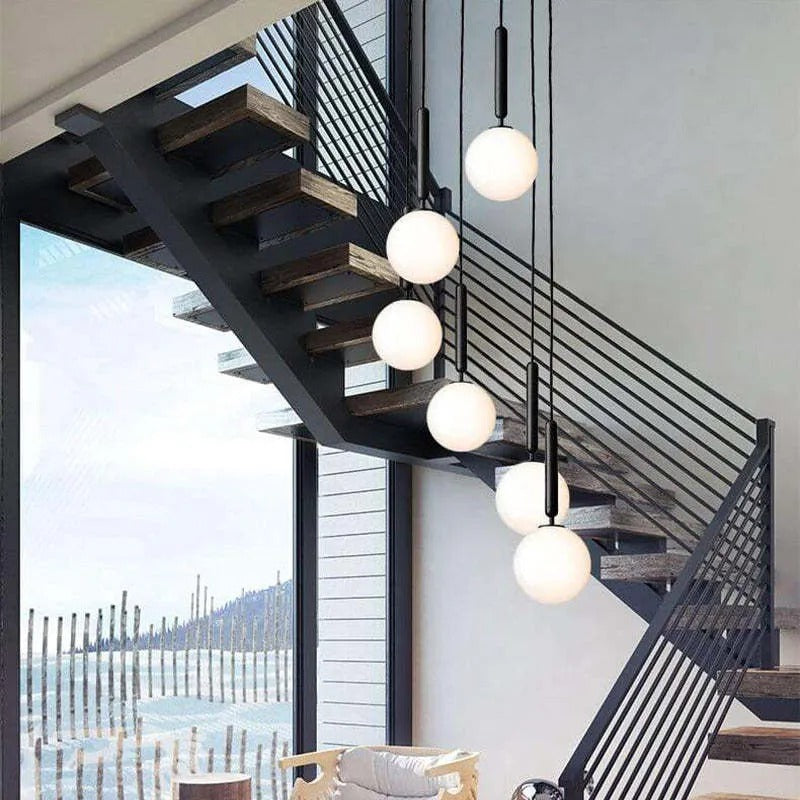 Valentina Modern LED Pendelleuchte Kugel Weiß Ess/Schlafzimmer Metall/Glas