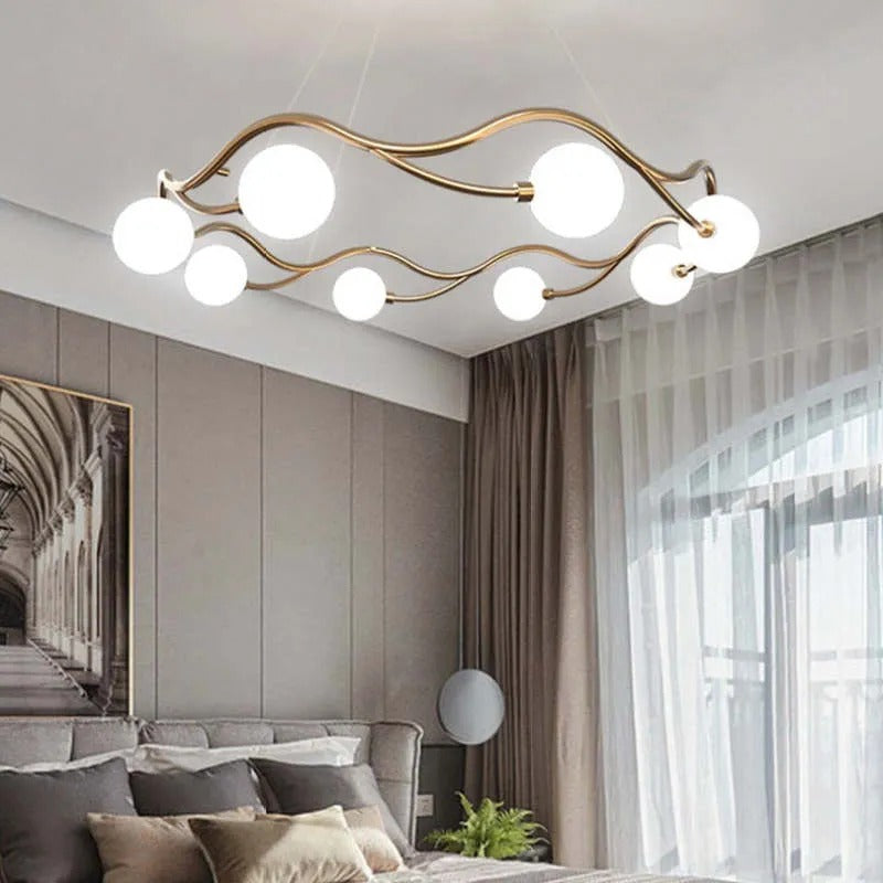 Valentina Moderne LED Pendelleuchte Wohnzimmer/Schlafzimmer Weiß/Gold
