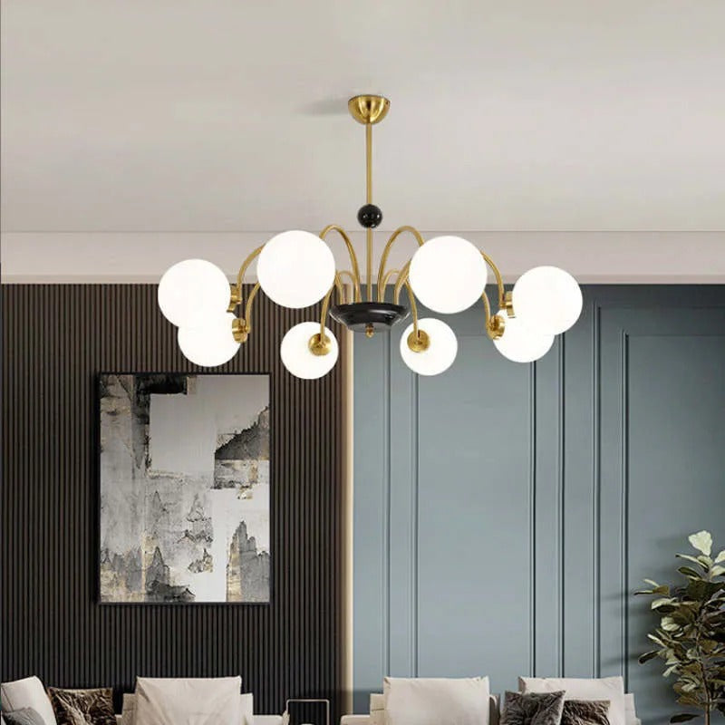 Valentina Moderner Globe Glas Art Deco Kronleuchter, Wohnzimmer