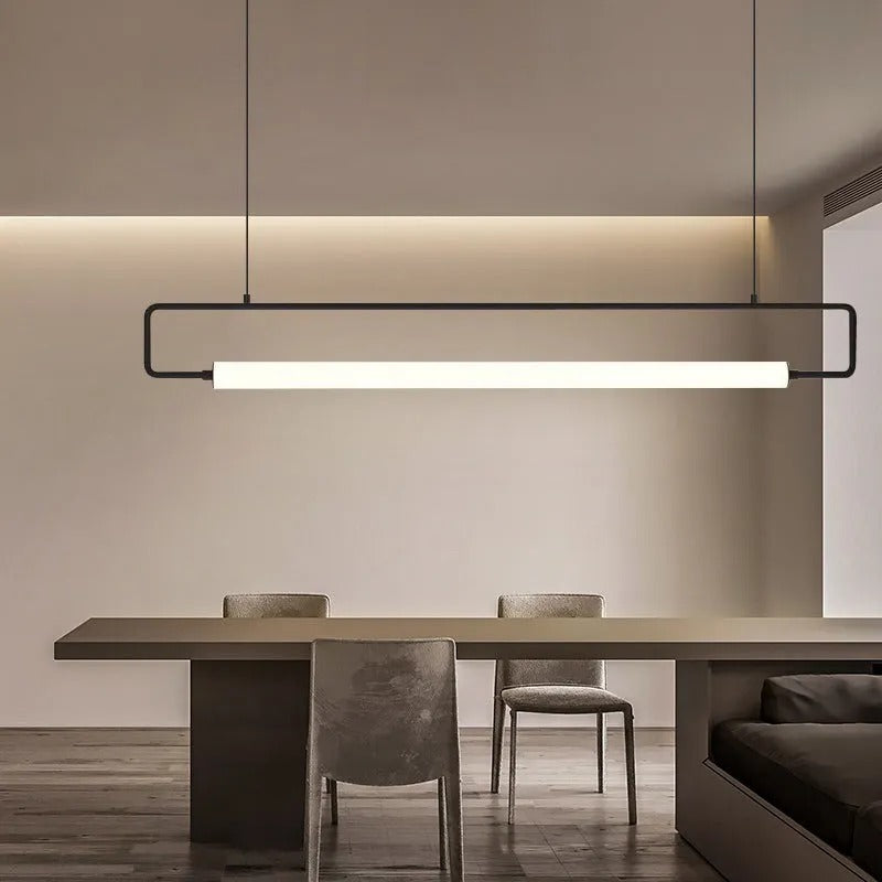 Airsha Minimalistisch Pendelleuchte Linear, Schwarz/Gold, Esstisch