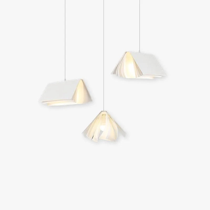 Arisha Design LED Pendelleuchte Weiß Schlafzimmer/Wohnzimmer Stoff