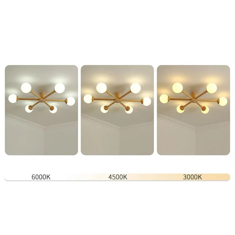 Muto Modern LED Deckenleuchte Ess/Wohn/Schlafzimmer Holz/Glas