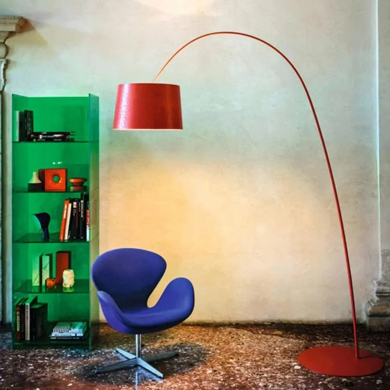 Arisha Cool Modern Stehleuchte Metallbogen, Schwarz/Weiß/Rot/Blau, Schlafzimmer, Metall