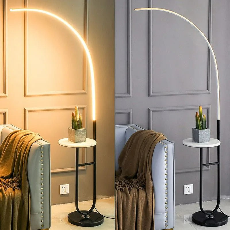 Arisha Modern Linear Stehlampe, Marmor/Acryl, Schwarz, Schlafzimmer
