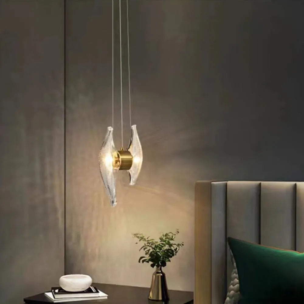 Kristy Design LED Pendelleuchte Gold Schlaf/Esszimmer Glas/Metall