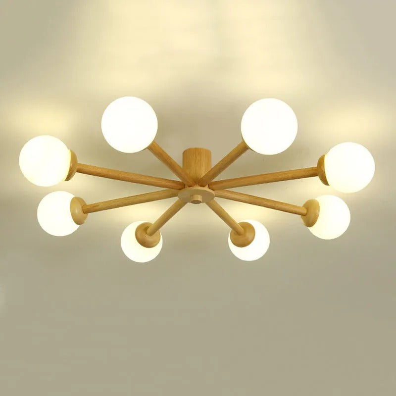 Muto Modern LED Deckenleuchte Ess/Wohn/Schlafzimmer Holz/Glas